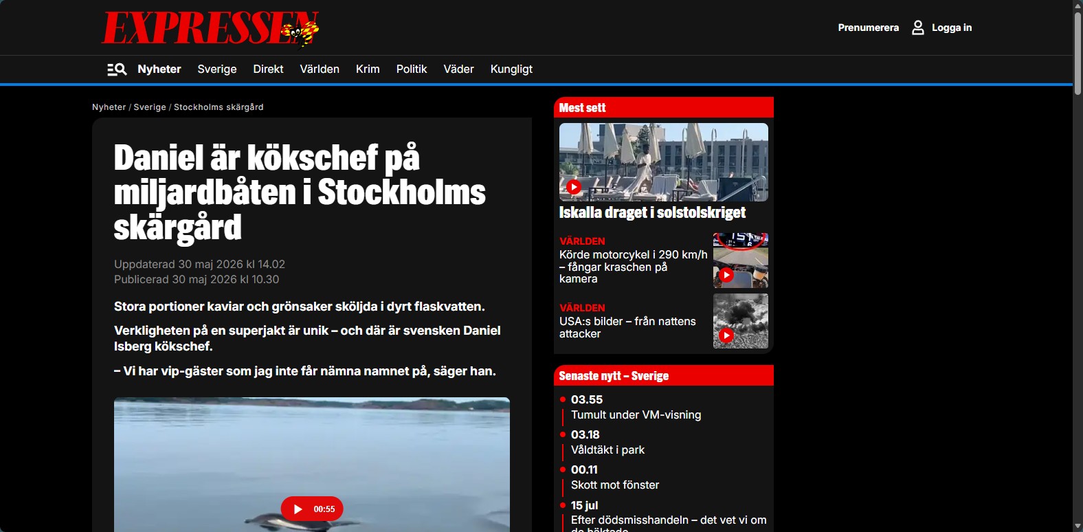 Chef Daniel Isberg - Celebrity Chef & Culinary Artist - Expressen SE Chef Daniel Isberg in Dockwalk Magazine July 2022